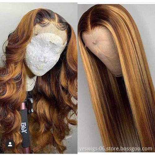 Wholesale Highlight 1b Honey Brown Color Kinky Curly 100% Human Hair Lace Frontal Wigs Full Hd Lace Front Wigs For Black Women